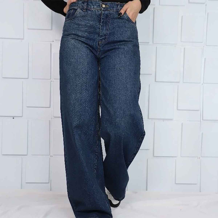 شلوار لی فول بگ زنانه پشت کش سورمه ای