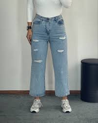 شلوار واید لگ زاپدار آبی وسط ۵۲۱۵۲۵