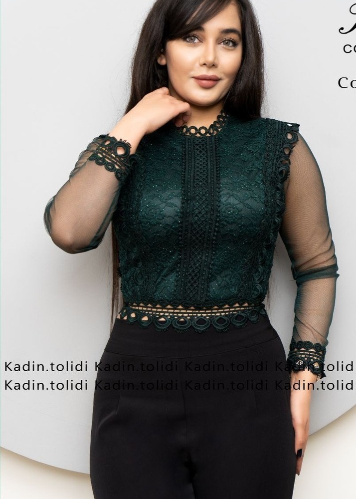 شومیز مجلسی دانتل آستین حریر مدل کاترینا
